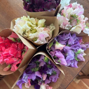 fresh sweat pea bouquets